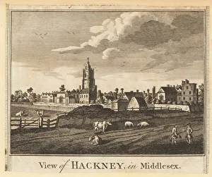 Alexander Hogg Prints: View of the village of Hackney in Middlesex, 1784