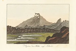 View of volcanic Mount Hekla, Iceland, 1811
