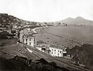 View of volcano Vesuvius, Italy, circa 1880s