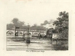 Antiquary Prints: View of Westminster Bridge over the River Thames, London, 1807