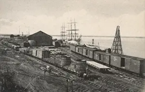 Yards Prints: View of the Wharf and railway yard, Antilla, Cuba