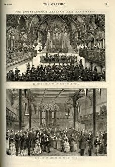 Two views of the opening ceremony in the Great Hall of the Congregational Memorial Hall