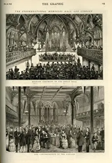 Congregational Prints: Two views of the opening ceremony in the Great Hall of the Congregational Memorial Hall