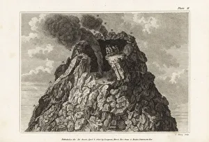 Sketching Prints: Views of the volcano Mount Etna erupting