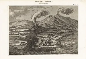 Erupting Prints: Views of the volcano Mount Etna erupting from two craters, 1669