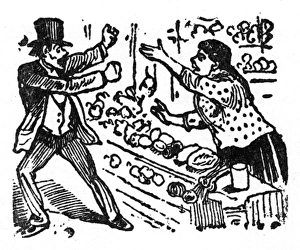Images Dated 3rd August 2017: Vignette design, fight at a Mexican food stall
