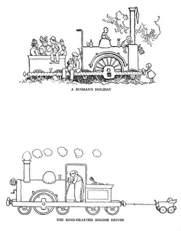 Prams Prints: Vignette illustrations, Railway Ribaldry by W Heath Robinson