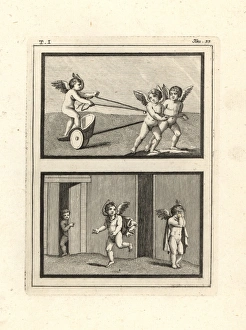 Antiquitiesofherculaneum Gallery: Two vignettes of Cupids or genii playing ancient games