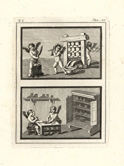 Antiquitiesofherculaneum Gallery: Vignettes of Cupids playing at trades or professions