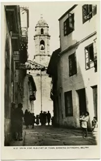Belltower Collection: Vigo, Spain - Old town with Cathedral Belfry