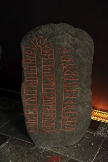 Alphabets Collection: Viking Age. Asferg. 1000 AD. Runestone. Dedication to a dec