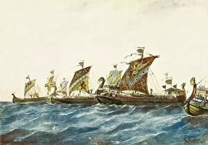 Mythology Collection: Viking ships of the king Olaf I of Norway (995-1000)