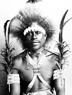 Village Chief wearing dancing costume, Solomon Islands