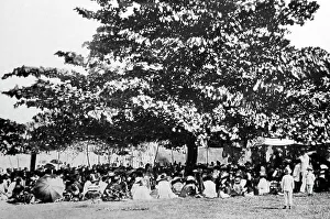 A village gathering, Fiji, Victorian period