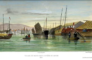 Vaillant Prints: Village of Heong Chang, Canton River, China