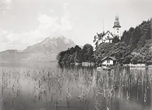 Lucerne Prints: Village of Hertenstein, Lake Lucerne Switzerland