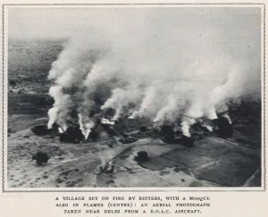 Plumes Prints: Village in India aflame - Partition 1947