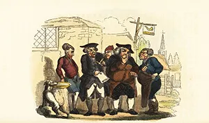 Shoemaker Prints: Village politicians meeting in front of a tavern