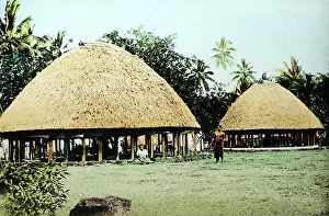 Polynesia Prints: A village is Samoa, Victorian period