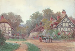 Quatremain Prints: Village scene near Stratford upon Avon