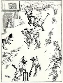 Village Sports, Howzat Umpire, Comical Cats by Louis Wain