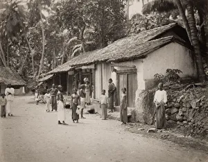 Estate Prints: Village street scene, Ceylon, now Sri Lanka