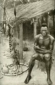 Congo Gallery: Village witch doctor, Belgian Congo, Central Africa