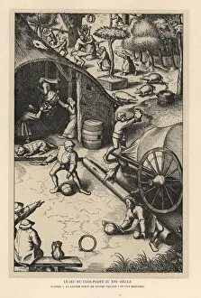 Pall Prints: Villagers playing croquet or clos-porte, 16th century