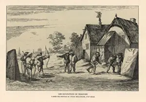 Allemagne Prints: Villagers practising archery with long bows