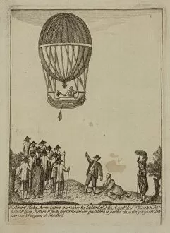 Buen Collection: Vincenzo Lunardi riding in the gondola of a balloon ascendin