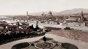 Vintage 19th century / 1900 photograph: view of Florence, Firenze, Italy