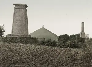 Vintage 19th century photograph: Battle of Waterloo monument, Belgium
