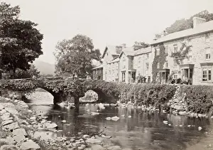 Vintage 19th century photograph: Beddgelert is a village and community in the Snowdonia area of Gwynedd, Wales