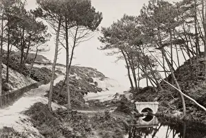 Vintage 19th century photograph: Branksome Chine Beach, Bournemouth