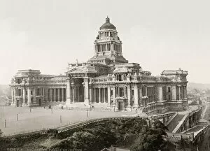 Vintage 19th century photograph: Brussels, Palais de Justice, Belgium