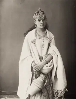 Vintage 19th century photograph: captioned woman of the harem photograph by