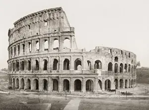 Vintage 19th century photograph: exterior of the Colosseum, Rome, Italy