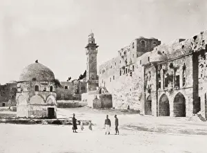 Vintage 19th century photograph: foundations of Antonias Tower, Jerusalem, Holy Land