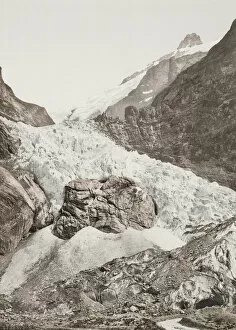 Vintage 19th century photograph: glacier, Grindelwald, Switzerland, Swiss Alps