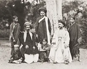Vintage 19th century photograph: group from the Brahmin caste, India, c