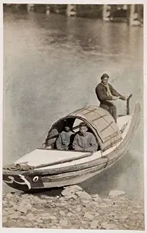 Vintage 19th century photograph: John Thomson carte de visite China: river boat, Sampan