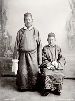 Vintage 19th century photograph: Lepcha Dzongpens or Kazis, regional governors, Sikkim