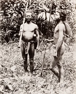 Vintage 19th century photograph: Sakai people, with blowpipes, Dutch East Indies Vintage 19th century photograph: Sakai people, with blowpipes, Dutch East Indies