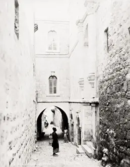 Vintage 19th century photograph: Sixth Station of the Cross, House of St Veronica