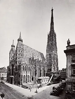 Vintage 19th century photograph - St. Stephen's Cathedral is the mother church of Vintage 19th century photograph - St. Stephen's Cathedral is the mother church of