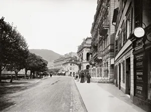 Vintage 19th century photograph - street scene, Kalsbad, Karlovy Vary, Czech Republic Vintage 19th century photograph - street scene, Kalsbad, Karlovy Vary, Czech Republic