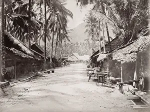 Vintage 19th century photograph: street scene, Ceylon, Sri Lanka