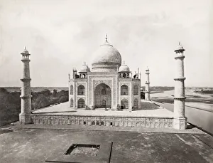 Minaret Prints: Vintage 19th century photograph: Taj Mahal, Agra, India, c. 1870 s