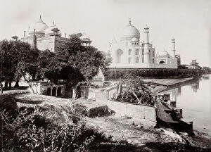 Agra Gallery: Vintage 19th century photograph: Taj Mahal from the River, Agra, India