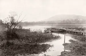 Vintage 19th century photograph - United Kingdom - Brecon, Wales - Lllangorse Lake